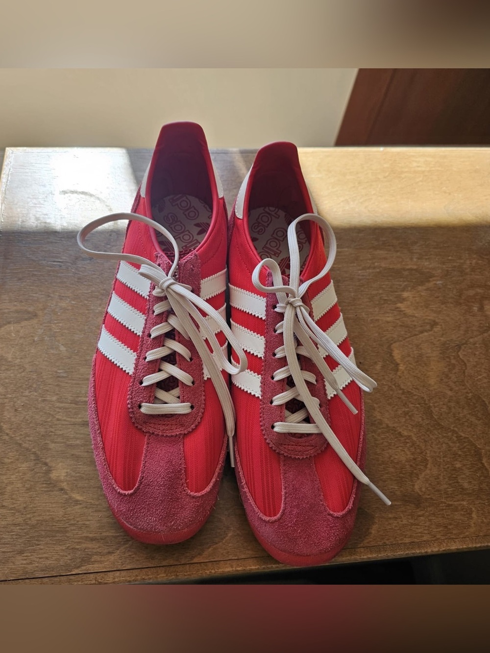 adidas Women's Red Sneakers with White Stripes